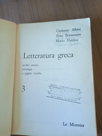 Letteratura Greca Vol. 3 | U. Albini; F. Bornmann